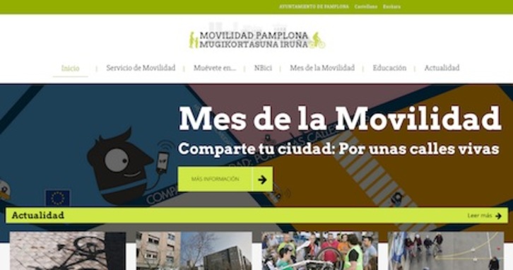 Imagen de la nueva web sobre movilidad en Iruñea.