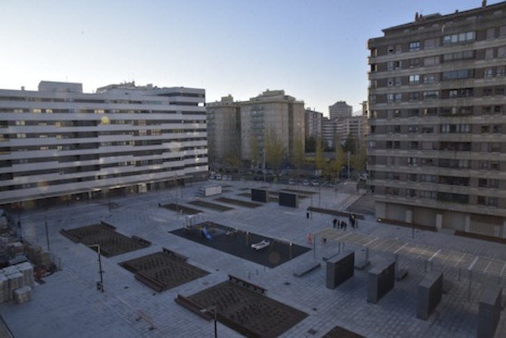 Imagen de la nueva plaza Leonor de Trástamara de Iturrama. (AYUNTAMIENTO DE IRUÑEA)