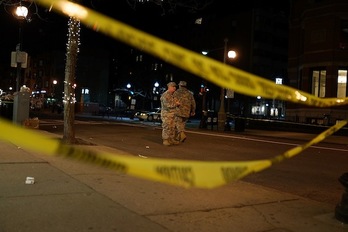 Soldados estadounidenses, en las calles de Boston. (Spencer PLATT/AFP PHOTO)