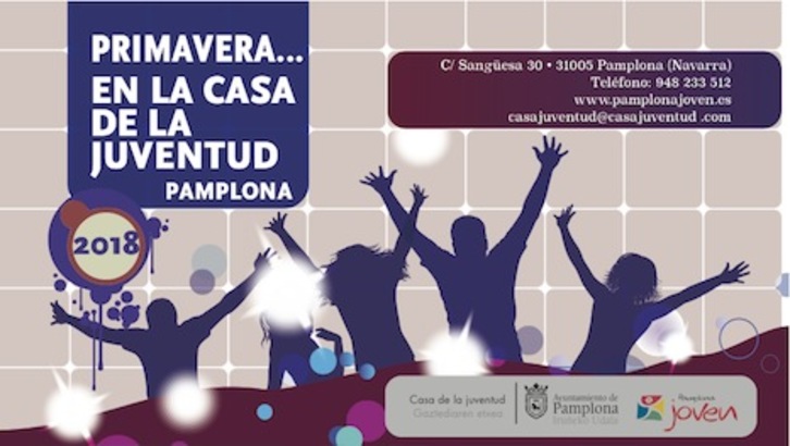 Cartel de los cursos y talleres de primavera de la Casa de la Juventud de Iruñea.