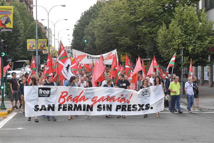  Manifestación por unos Sanfermines sin presos, a dos dáis del inicio de las fiestas. (Idoia ZABALETA / FOKU) 