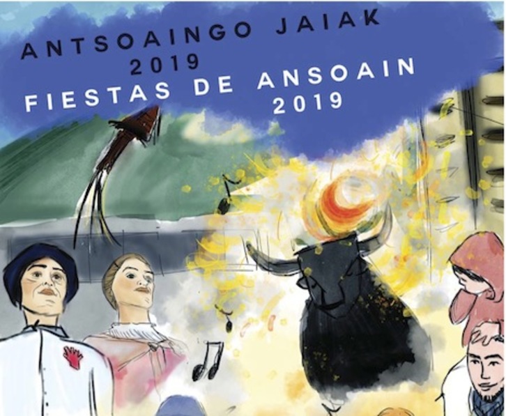 Cartel de las fiestas de Antsoain de 2019.