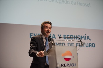 Josu Jon Imaz durante su intervención en el World Energy Outlook, en Madrid.
